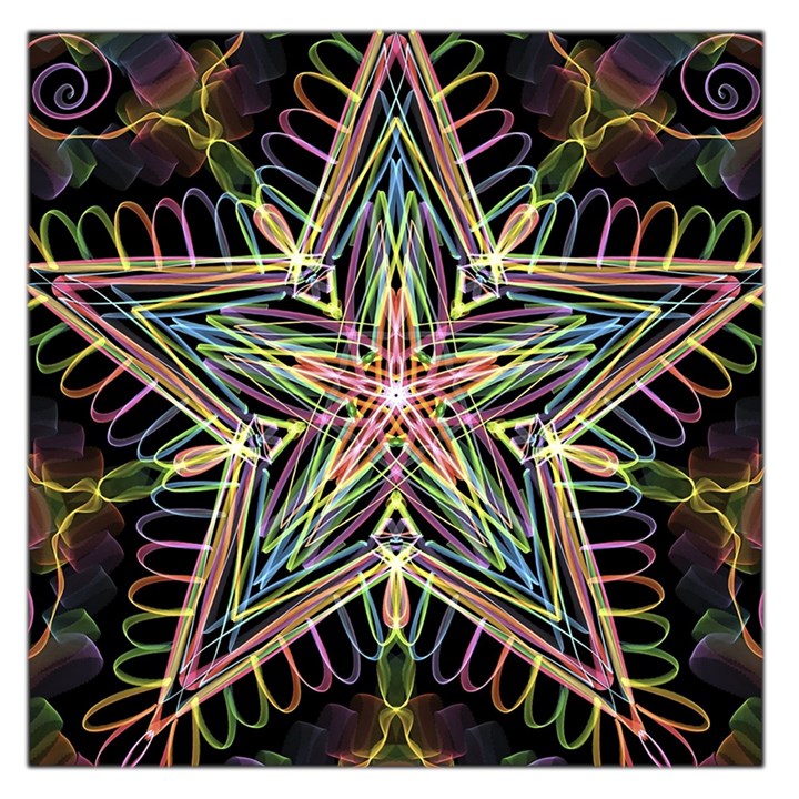 Star Mandala Pattern Design Doodle Large Satin Scarf (Square)