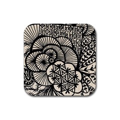 Background Abstract Beige Black Rubber Coaster (square)  by Pakrebo