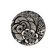 Background Abstract Beige Black Rubber Coaster (round)  by Pakrebo