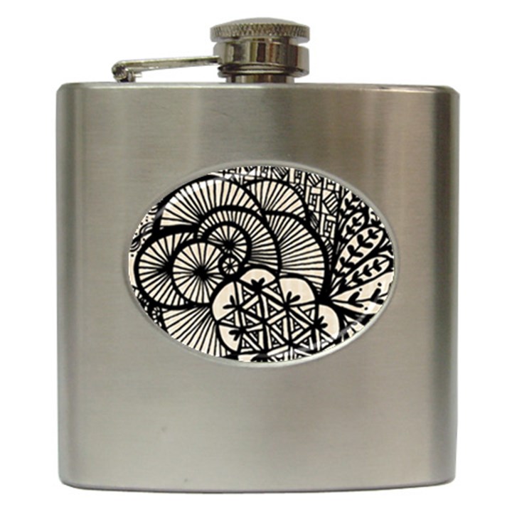 Background Abstract Beige Black Hip Flask (6 oz)