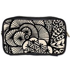 Background Abstract Beige Black Toiletries Bag (one Side) by Pakrebo