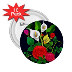 Flowers Charter Flowery Bouquet 2 25  Buttons (10 Pack)  by Pakrebo