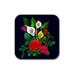 Flowers Charter Flowery Bouquet Rubber Coaster (square)  by Pakrebo