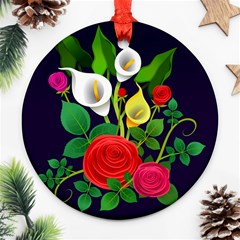 Flowers Charter Flowery Bouquet Round Ornament (two Sides) by Pakrebo