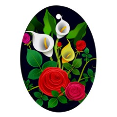 Flowers Charter Flowery Bouquet Oval Ornament (two Sides) by Pakrebo