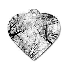 Forest Trees Silhouette Tree Dog Tag Heart (one Side) by Pakrebo