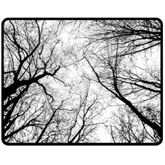 Forest Trees Silhouette Tree Fleece Blanket (medium)  by Pakrebo