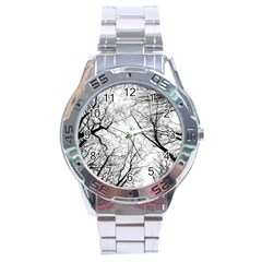 Forest Trees Silhouette Tree Stainless Steel Analogue Watch by Pakrebo