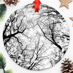 Forest Trees Silhouette Tree Ornament (round Filigree) by Pakrebo