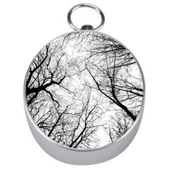 Forest Trees Silhouette Tree Silver Compasses by Pakrebo