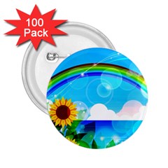 Sunflower And Rainbow Ocean Bokeh 2 25  Buttons (100 Pack)  by Pakrebo