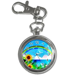 Sunflower And Rainbow Ocean Bokeh Key Chain Watches by Pakrebo