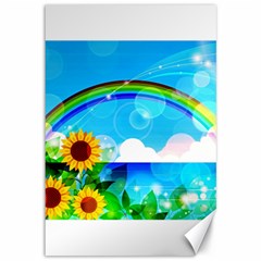 Sunflower And Rainbow Ocean Bokeh Canvas 12  X 18  by Pakrebo