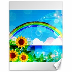 Sunflower And Rainbow Ocean Bokeh Canvas 18  X 24  by Pakrebo