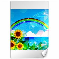 Sunflower And Rainbow Ocean Bokeh Canvas 24  X 36  by Pakrebo