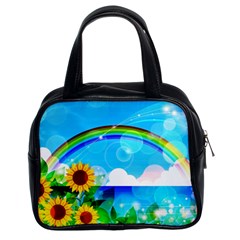 Sunflower And Rainbow Ocean Bokeh Classic Handbag (two Sides) by Pakrebo