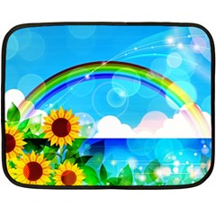 Sunflower And Rainbow Ocean Bokeh Double Sided Fleece Blanket (mini)  by Pakrebo