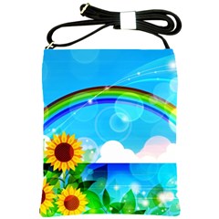 Sunflower And Rainbow Ocean Bokeh Shoulder Sling Bag by Pakrebo