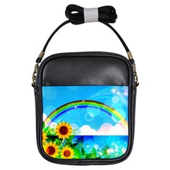 Sunflower And Rainbow Ocean Bokeh Girls Sling Bag by Pakrebo