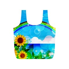 Sunflower And Rainbow Ocean Bokeh Full Print Recycle Bag (s) by Pakrebo