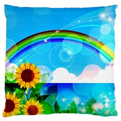 Sunflower And Rainbow Ocean Bokeh Standard Flano Cushion Case (two Sides) by Pakrebo