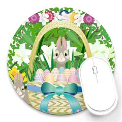 Graphic Easter Easter Basket Spring Round Mousepads by Pakrebo