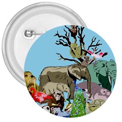 Zoo Animals Peacock Lion Hippo 3  Buttons by Pakrebo