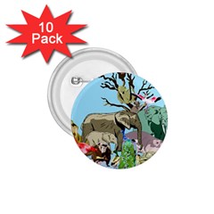 Zoo Animals Peacock Lion Hippo 1 75  Buttons (10 Pack) by Pakrebo