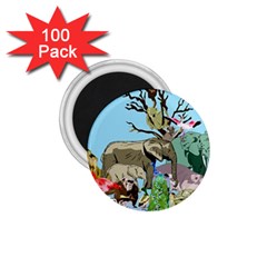 Zoo Animals Peacock Lion Hippo 1 75  Magnets (100 Pack)  by Pakrebo