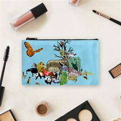 Zoo Animals Peacock Lion Hippo Cosmetic Bag (small) by Pakrebo