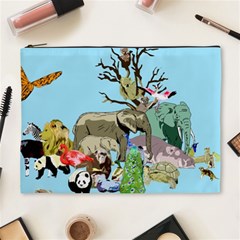 Zoo Animals Peacock Lion Hippo Cosmetic Bag (xl) by Pakrebo