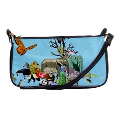 Zoo Animals Peacock Lion Hippo Shoulder Clutch Bag by Pakrebo