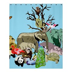 Zoo Animals Peacock Lion Hippo Shower Curtain 60  X 72  (medium)  by Pakrebo