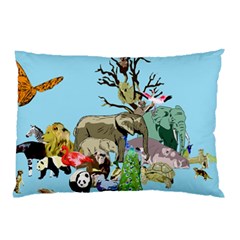 Zoo Animals Peacock Lion Hippo Pillow Case (two Sides) by Pakrebo