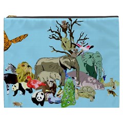 Zoo Animals Peacock Lion Hippo Cosmetic Bag (xxxl) by Pakrebo