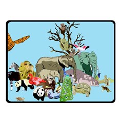 Zoo Animals Peacock Lion Hippo Double Sided Fleece Blanket (small)  by Pakrebo