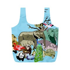 Zoo Animals Peacock Lion Hippo Full Print Recycle Bag (m) by Pakrebo