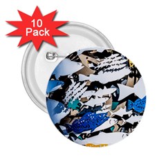 Art Fish Salmon Sydney Metal 2 25  Buttons (10 Pack)  by Pakrebo