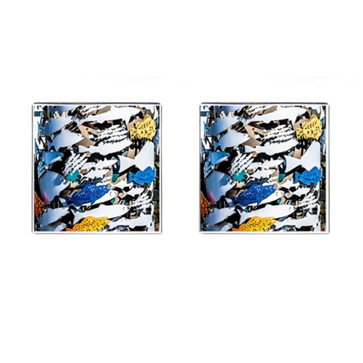 Art Fish Salmon Sydney Metal Cufflinks (Square)