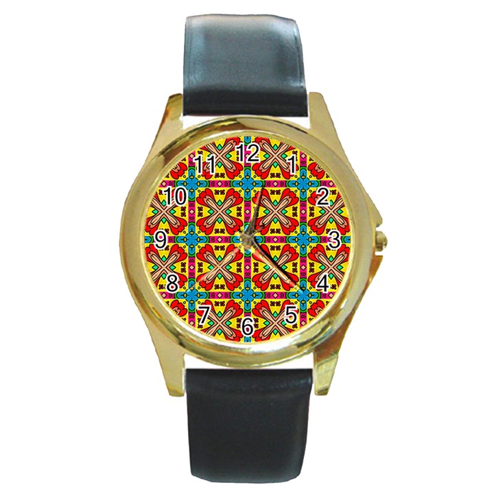 Seamless Pattern Tile Tileable Round Gold Metal Watch