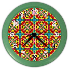 Seamless Pattern Tile Tileable Color Wall Clock by Pakrebo