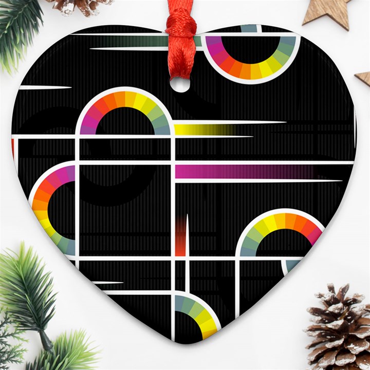 Background Abstract Semi Circles Heart Ornament (Two Sides)