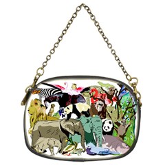 Zoo Animals Peacock Lion Hippo Chain Purse (two Sides) by Pakrebo