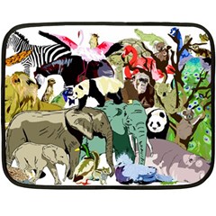 Zoo Animals Peacock Lion Hippo Fleece Blanket (mini) by Pakrebo