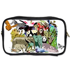 Zoo Animals Peacock Lion Hippo Toiletries Bag (two Sides) by Pakrebo