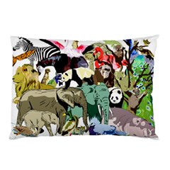 Zoo Animals Peacock Lion Hippo Pillow Case (two Sides) by Pakrebo