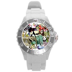 Zoo Animals Peacock Lion Hippo Round Plastic Sport Watch (l) by Pakrebo