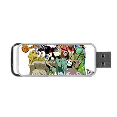 Zoo Animals Peacock Lion Hippo Portable Usb Flash (one Side) by Pakrebo