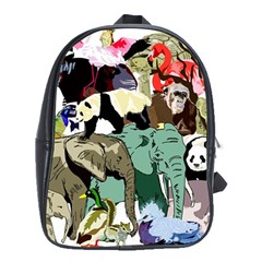 Zoo Animals Peacock Lion Hippo School Bag (xl) by Pakrebo