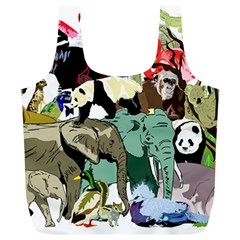 Zoo Animals Peacock Lion Hippo Full Print Recycle Bag (xl) by Pakrebo